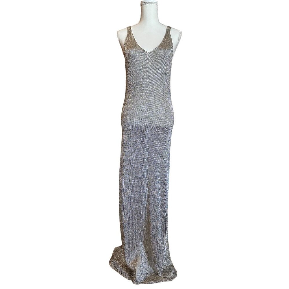 superdown Egon Maxi Dress in Gold New Womens Long Metallic Knit - Picture 5 of 11